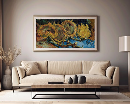 Van Gogh Sunflowers Print: Vintage Impressionist Panoramic Art (2x1)