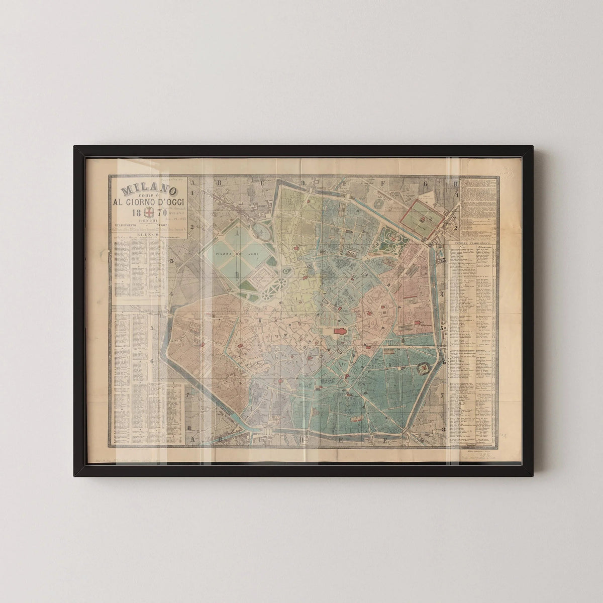 Vintage Milan Italy Map Print (available handframed or unframed)