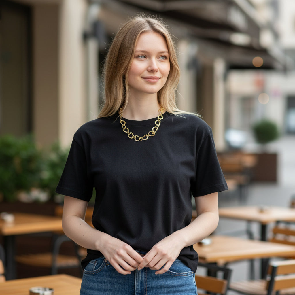 Collier Cœurs Entrelacés - Acier Inoxydable Doré