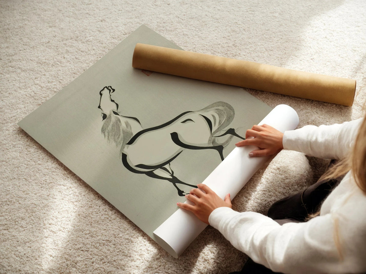 Wakyosai Horse Giclee Print: Minimalist Japanese Art