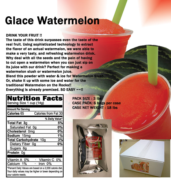 Watermelon 4 in 1 Mix for Bubble Tea, Smoothies, Lattes and Frappes, 3 lbs. Bag (Case 6 x 3 lbs. Bags)  - Multi-Use Powdered Beverage Mix - Ships Free Within Canada on Orders Above CAD $199