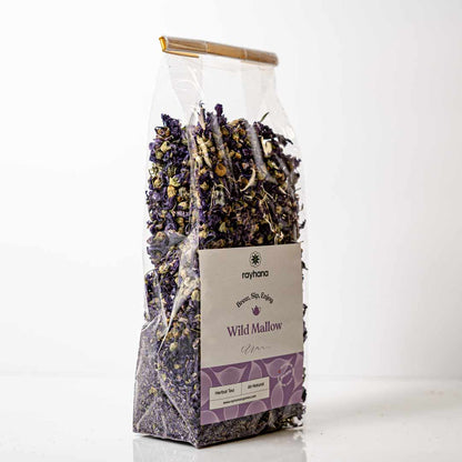 Tisane de Mauve sauvage – Fleurs entières de Mauve pourpre par Rayhana Organics