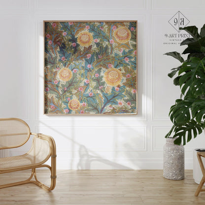 William Morris Chrysanthemum Print: Vintage Botanical Art, Framed or Unframed
