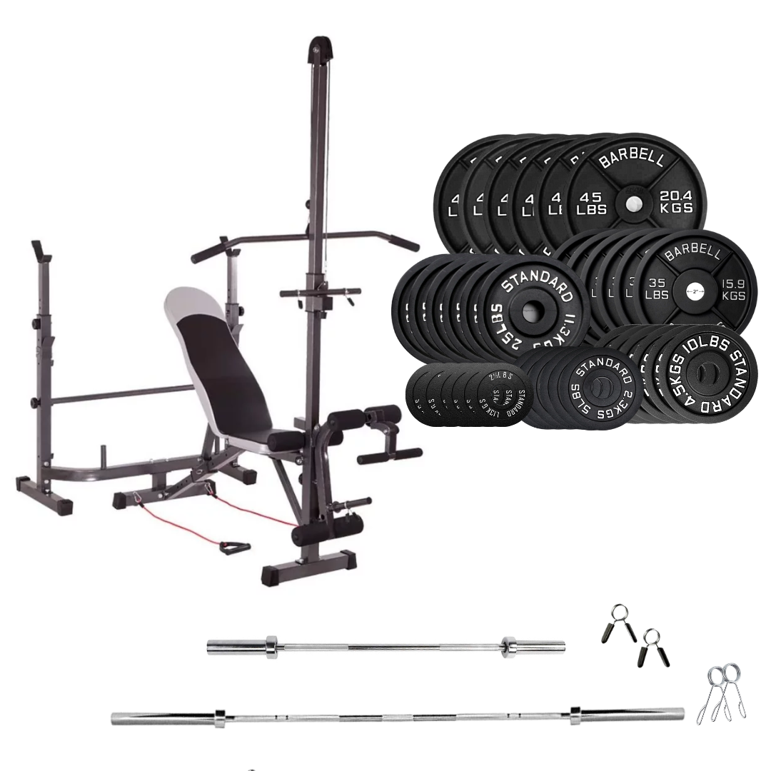 Banc de musculation réglable avec des ensembles de poids