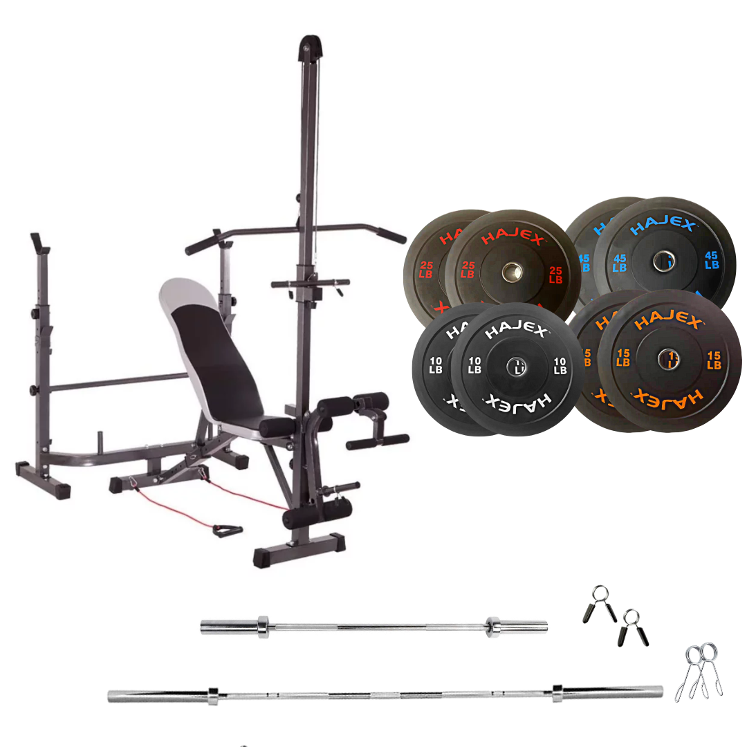 Banc de musculation réglable avec des ensembles de poids