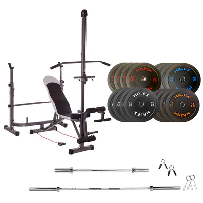 Banc de musculation réglable avec des ensembles de poids