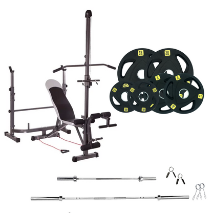 Banc de musculation réglable avec des ensembles de poids