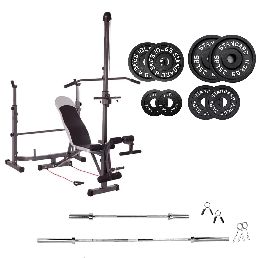 Banc de musculation réglable avec des ensembles de poids