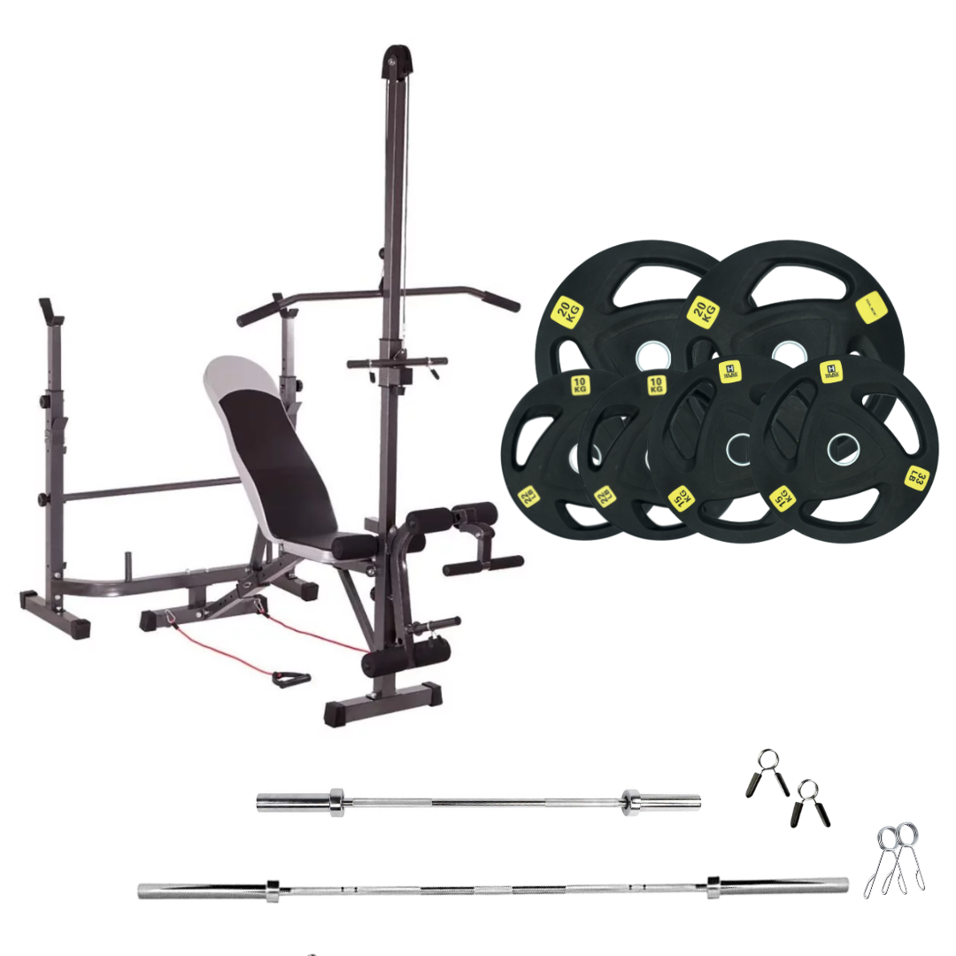 Banc de musculation réglable avec des ensembles de poids