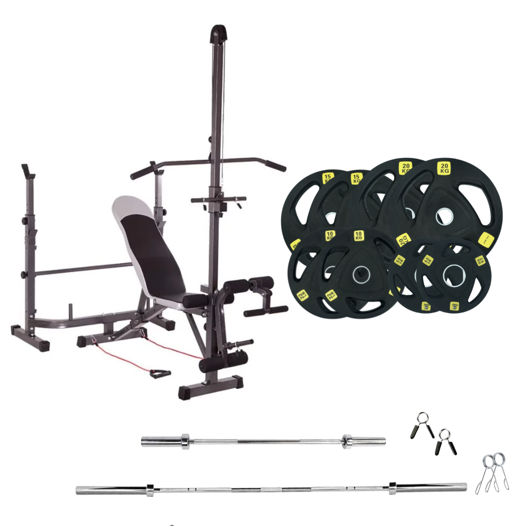 Banc de musculation réglable avec des ensembles de poids