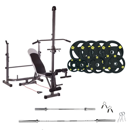 Banc de musculation réglable avec des ensembles de poids