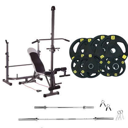 Banc de musculation réglable avec des ensembles de poids