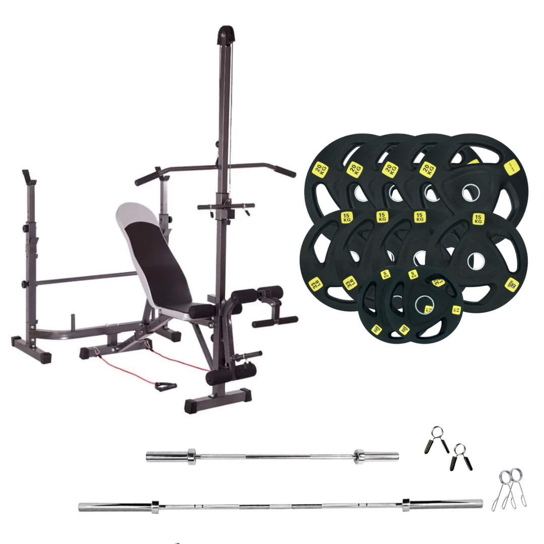 Banc de musculation réglable avec des ensembles de poids