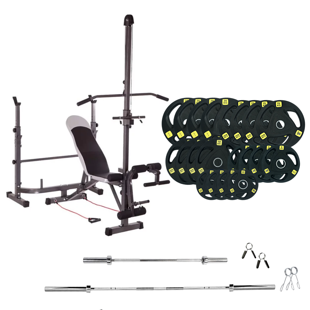 Banc de musculation réglable avec des ensembles de poids