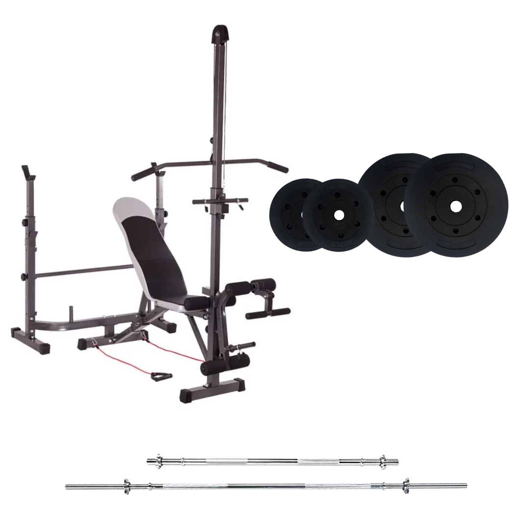 Banc de musculation réglable avec des ensembles de poids