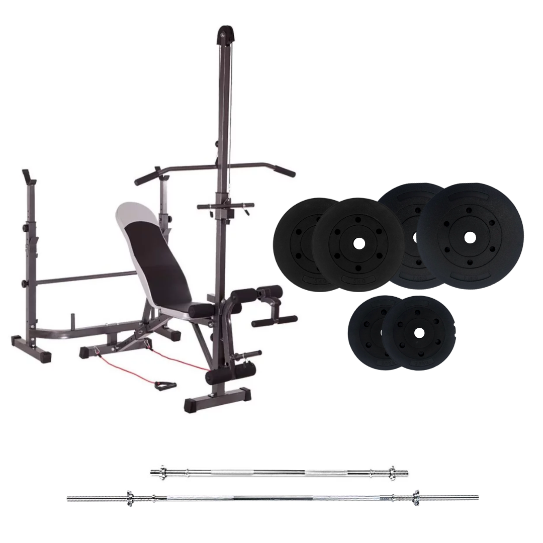 Banc de musculation réglable avec des ensembles de poids