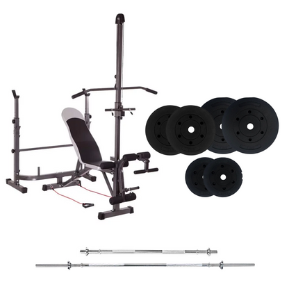 Banc de musculation réglable avec des ensembles de poids
