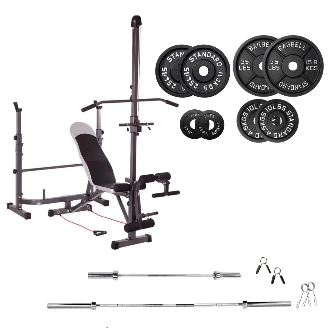 Banc de musculation réglable avec des ensembles de poids