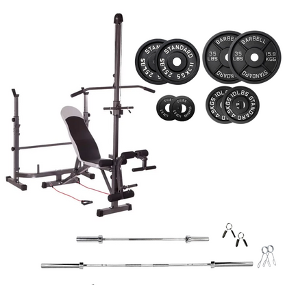 Banc de musculation réglable avec des ensembles de poids