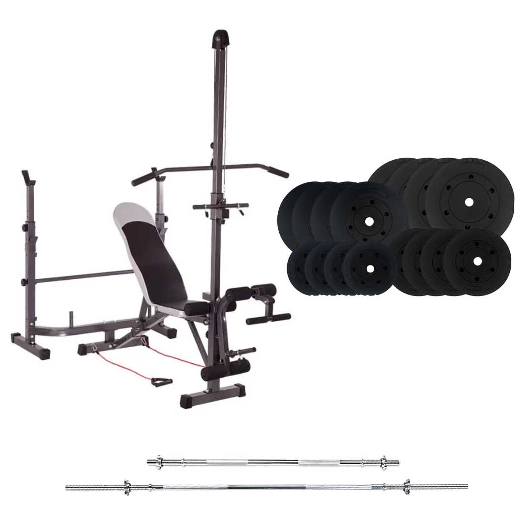 Banc de musculation réglable avec des ensembles de poids