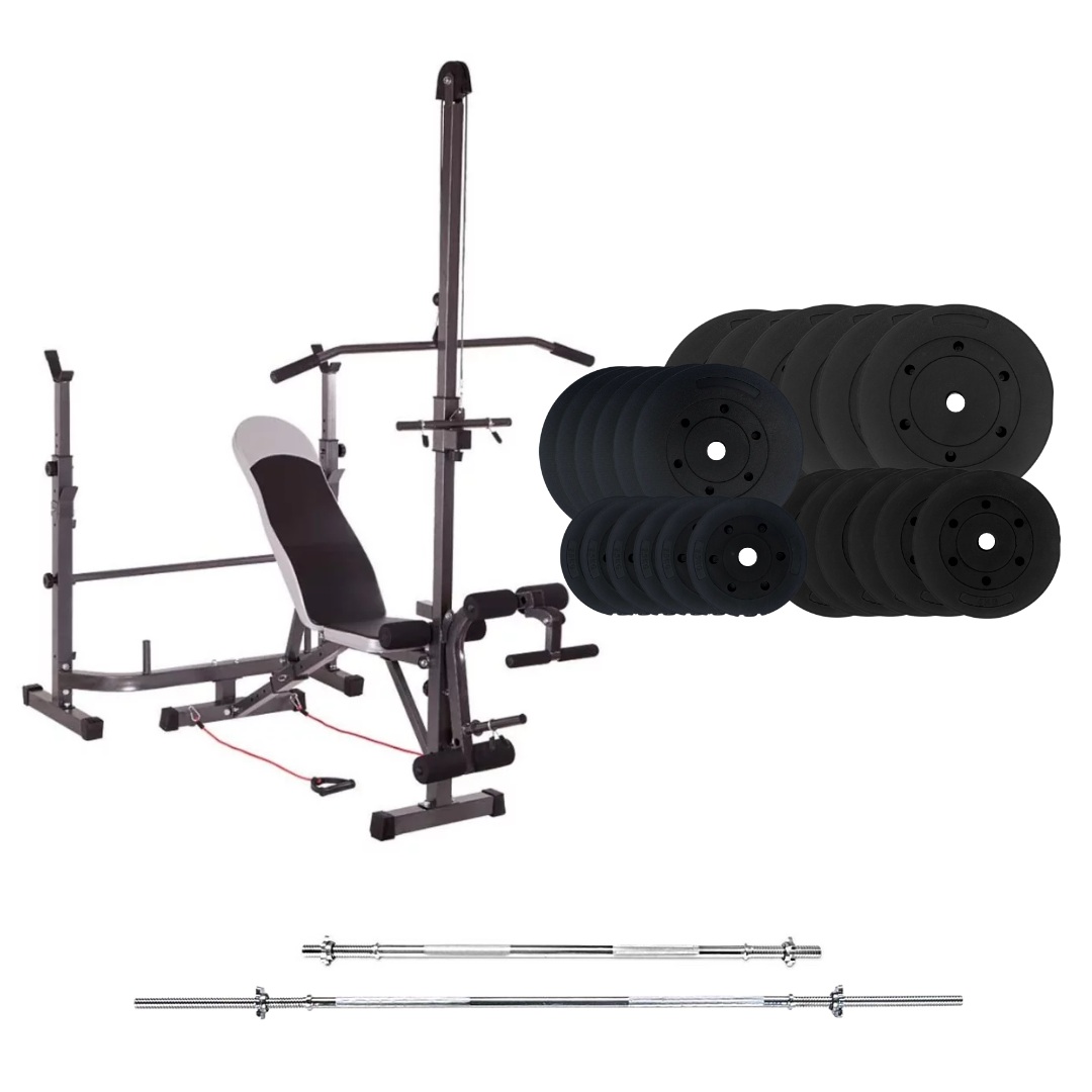 Banc de musculation réglable avec des ensembles de poids