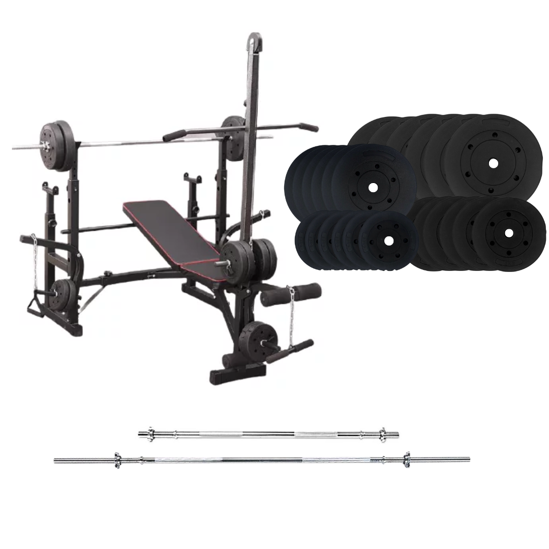 Banc de musculation réglable avec des ensembles de poids
