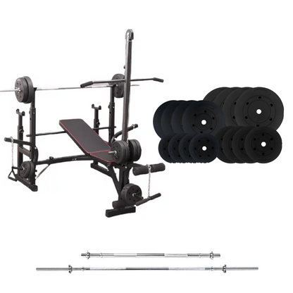 Banc de musculation réglable avec des ensembles de poids
