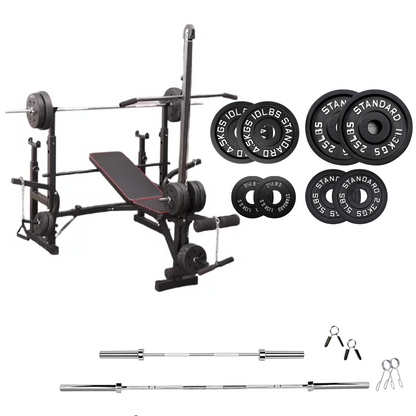 Banc de musculation réglable avec des ensembles de poids