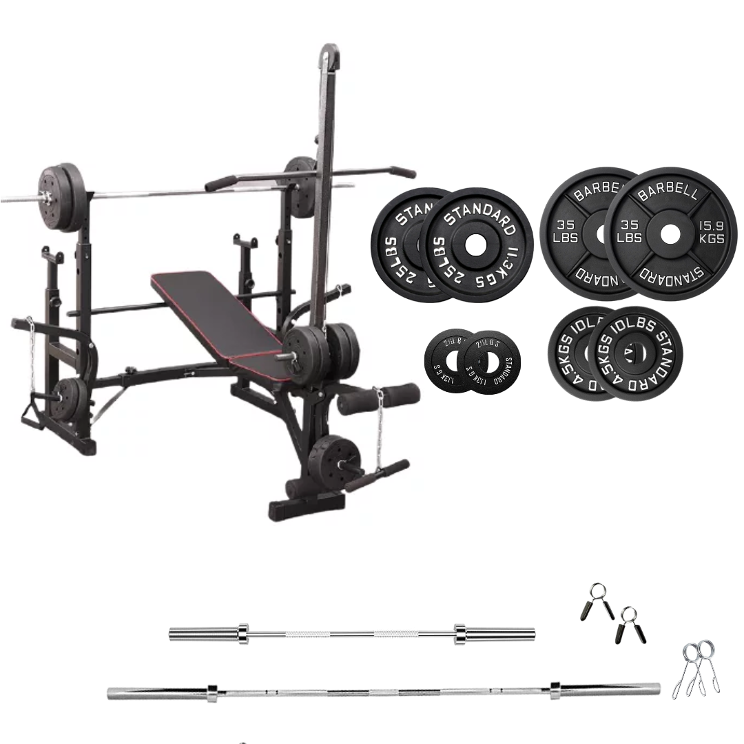 Banc de musculation réglable avec des ensembles de poids