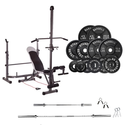 Banc de musculation réglable avec des ensembles de poids