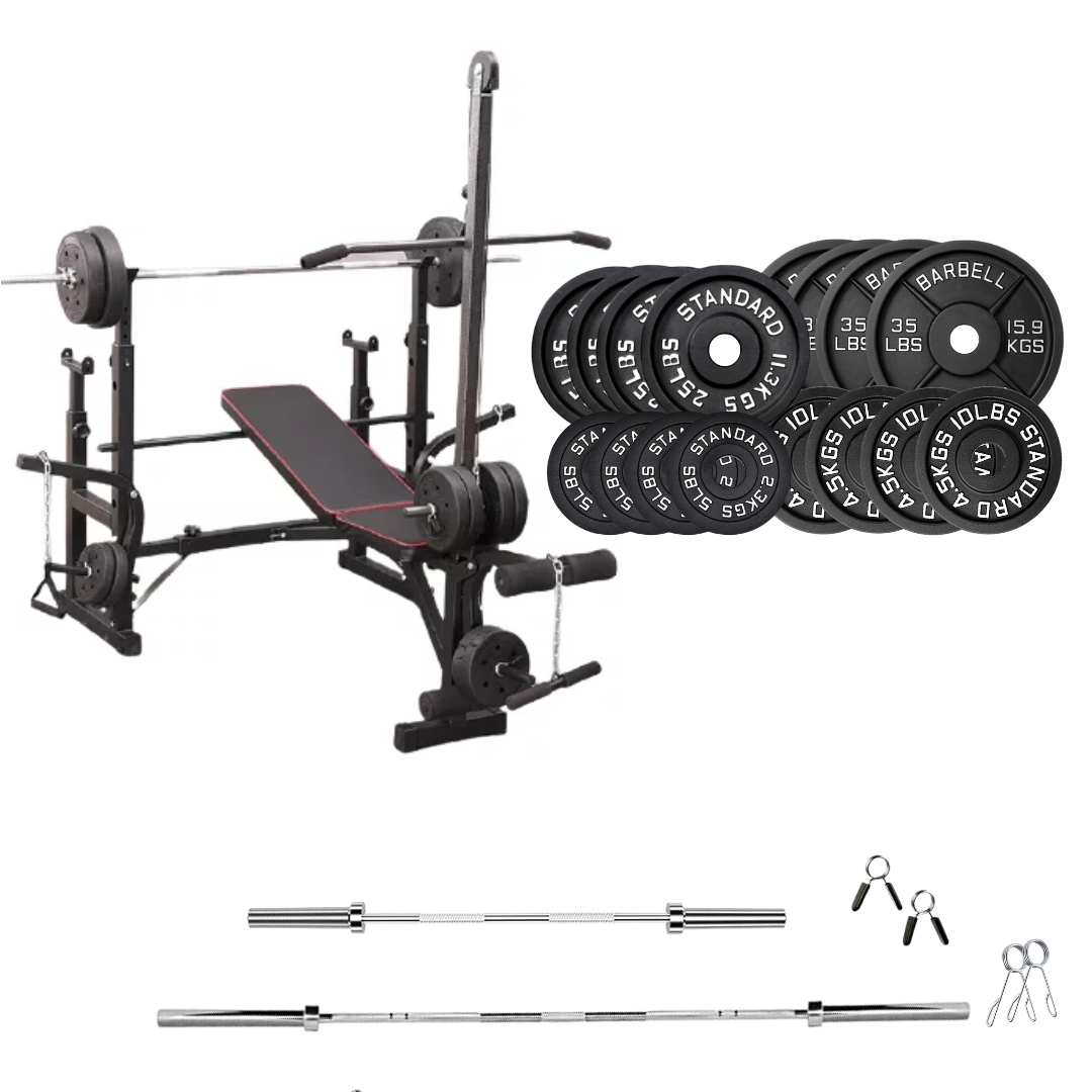 Banc de musculation réglable avec des ensembles de poids