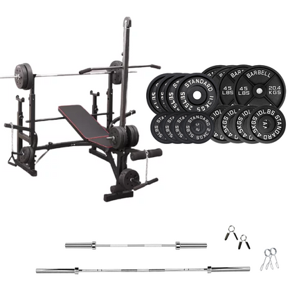 Banc de musculation réglable avec des ensembles de poids