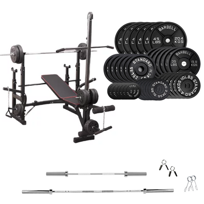 Banc de musculation réglable avec des ensembles de poids