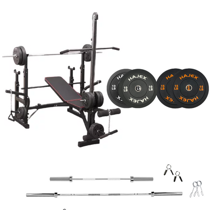 Banc de musculation réglable avec des ensembles de poids