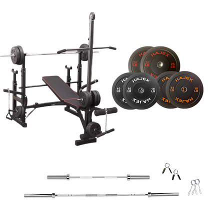 Banc de musculation réglable avec des ensembles de poids