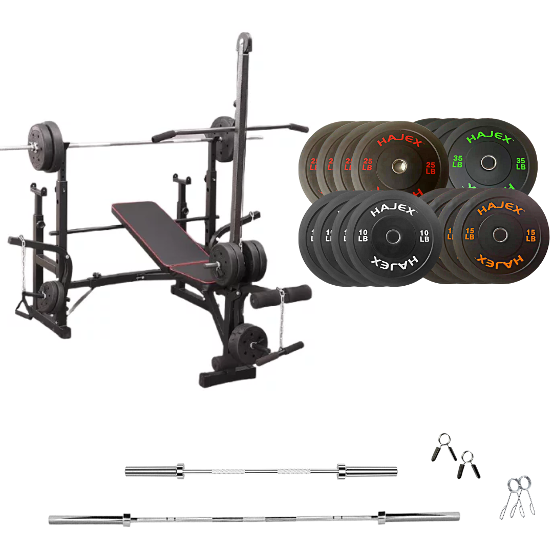 Banc de musculation réglable avec des ensembles de poids