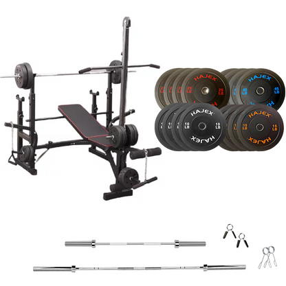 Banc de musculation réglable avec des ensembles de poids