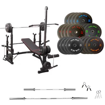 Banc de musculation réglable avec des ensembles de poids
