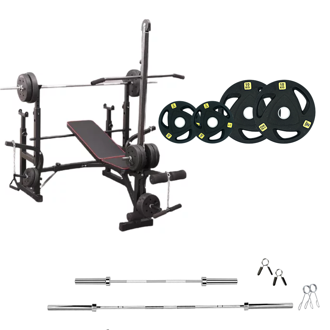 Banc de musculation réglable avec des ensembles de poids