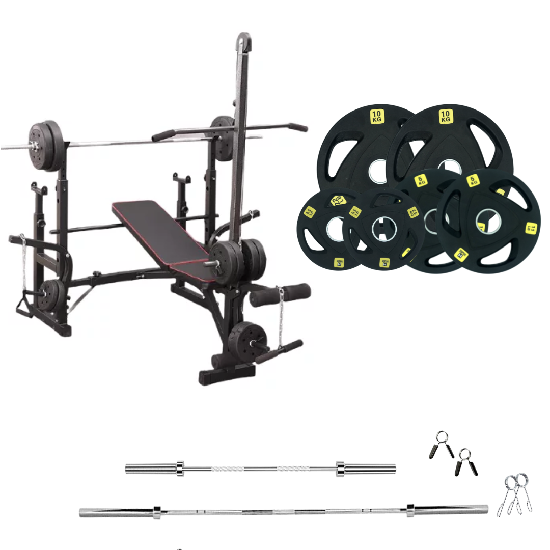 Banc de musculation réglable avec des ensembles de poids
