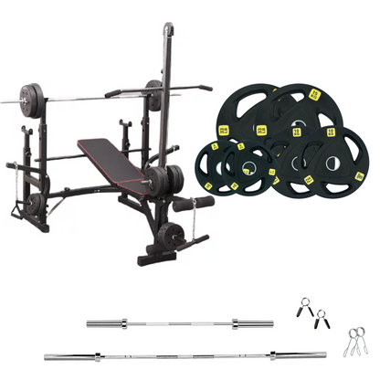 Banc de musculation réglable avec des ensembles de poids