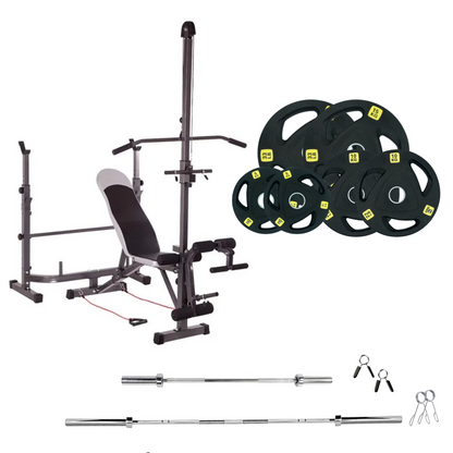 Banc de musculation réglable avec des ensembles de poids