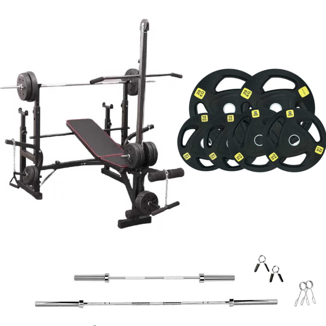 Banc de musculation réglable avec des ensembles de poids