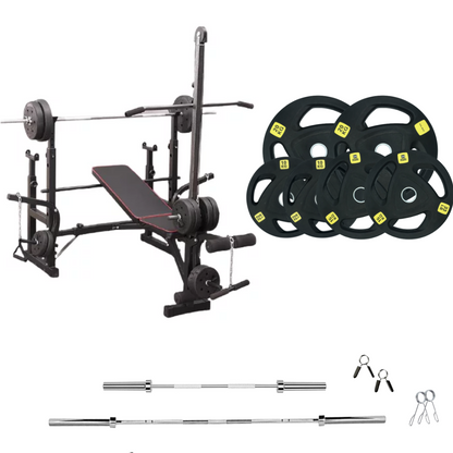 Banc de musculation réglable avec des ensembles de poids