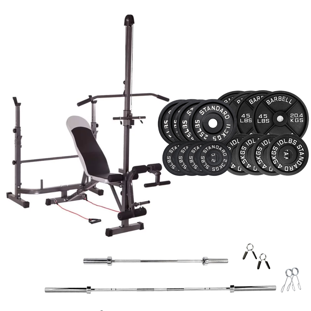 Banc de musculation réglable avec des ensembles de poids
