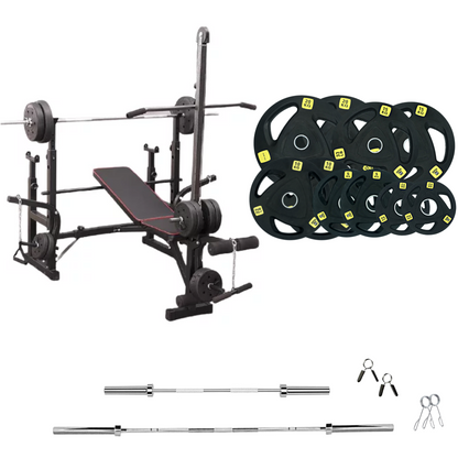 Banc de musculation réglable avec des ensembles de poids