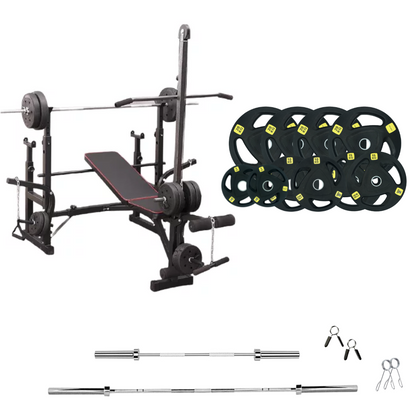 Banc de musculation réglable avec des ensembles de poids