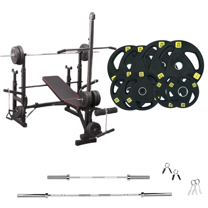 Banc de musculation réglable avec des ensembles de poids