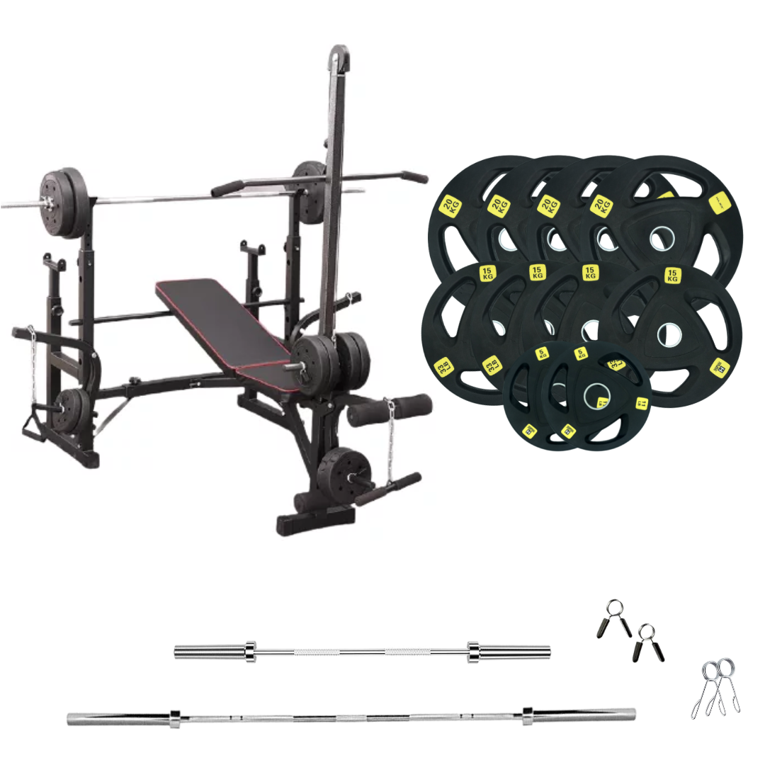 Banc de musculation réglable avec des ensembles de poids