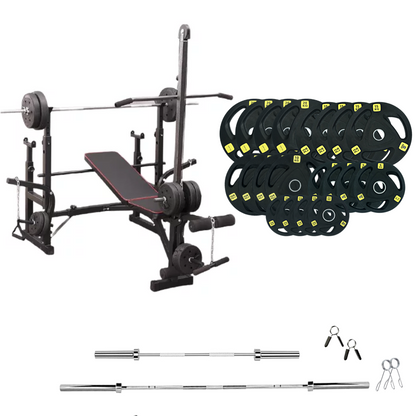 Banc de musculation réglable avec des ensembles de poids